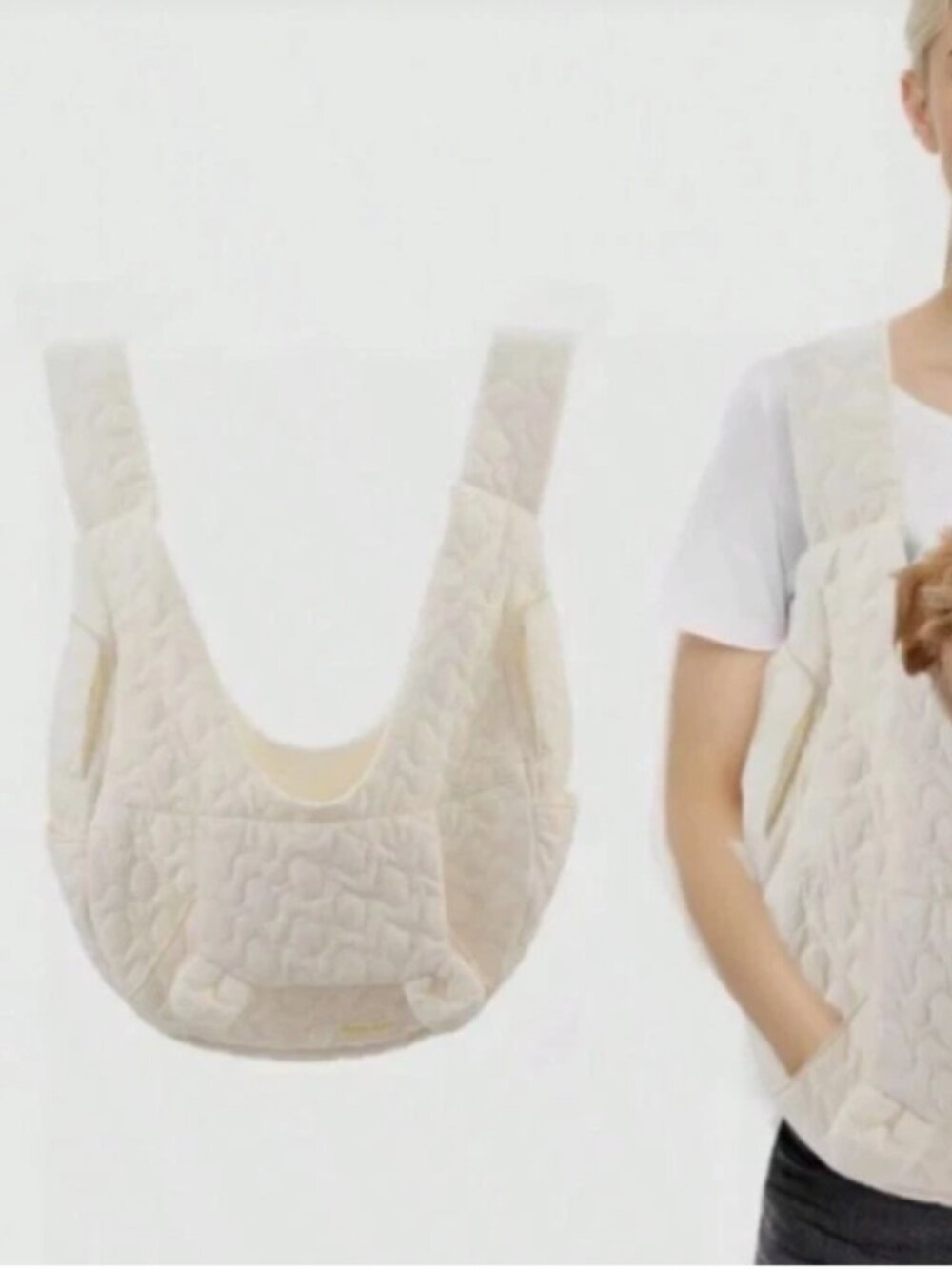 NWT White Quilted Pet Carrier Backpack Dog Cat Sling Cozy